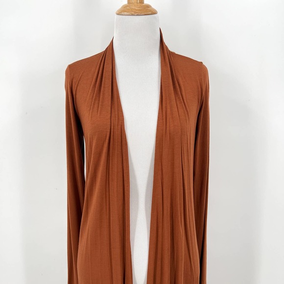 RILLER & FOUNT High Low Cardigan Womens Small Rust Brown Open Long Sleeve - Picture 6 of 12